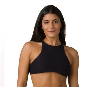 **NWT** Prana Onyx Bay Black Halter Bikini Top. SZ Large. Fully lined adjustable